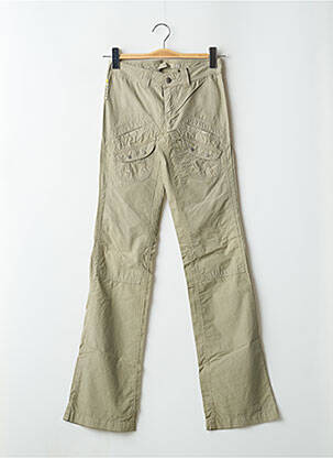 Pantalon droit tissage popeline taille basse vert SCHOOL RAG femme