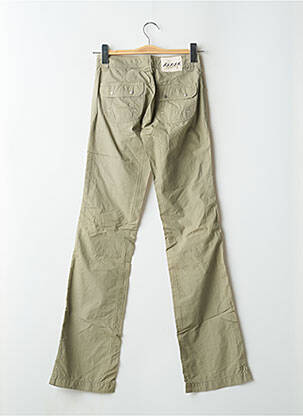 Pantalon droit tissage popeline taille basse vert SCHOOL RAG femme