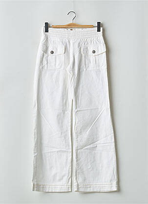 Pantalon large tissage popeline taille basse blanc BSA femme