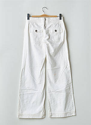 Pantalon large tissage popeline taille basse blanc BSA femme