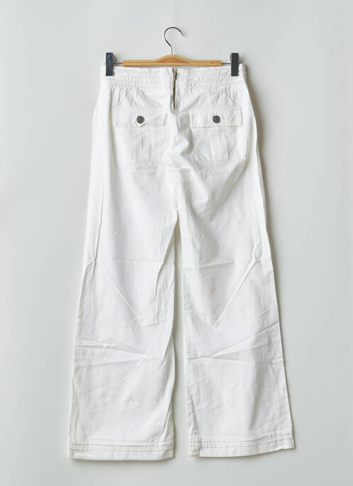 Pantalon large tissage popeline taille basse blanc BSA femme
