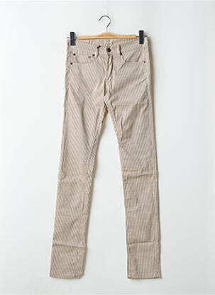 Pantalon slim tissage popeline taille haute beige HELLS BELLS femme