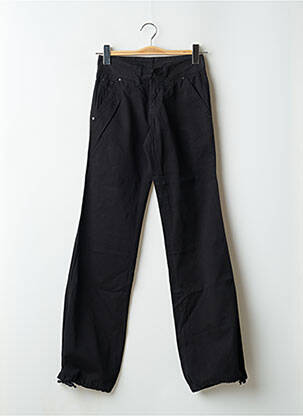 Pantalon droit tissage popeline taille basse noir LOIS femme