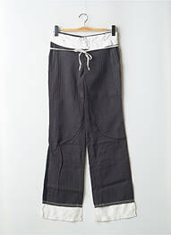 Pantalon droit fermeture zippée sous rabat avec crochet taille normale gris SCHOOL RAG femme