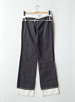 Pantalon droit fermeture zippée sous rabat avec crochet taille normale gris SCHOOL RAG femme