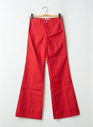 Pantalon flare fermeture zippée sous rabat boutonné taille haute rouge FREEMAN T.PORTER femme