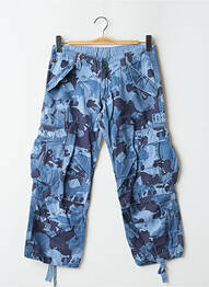 Pantalon large fermeture zippée sous rabat boutonné taille basse bleu LOIS femme