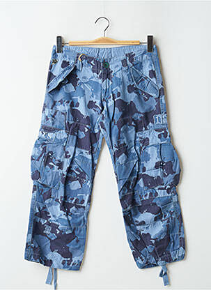 Pantalon large fermeture zippée sous rabat boutonné taille basse bleu LOIS femme