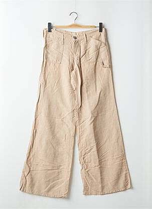 Pantalon large fermeture zippée sous rabat boutonné taille normale beige CIMARRON femme