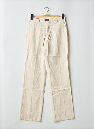 Pantalon droit tissage popeline taille normale beige CIMARRON femme