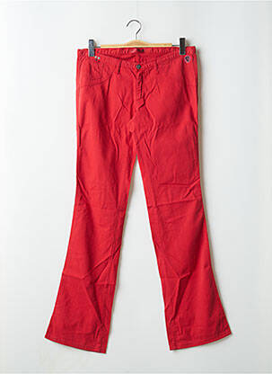 Pantalon droit fermeture zippée sous rabat boutonné taille basse rouge CIMARRON femme