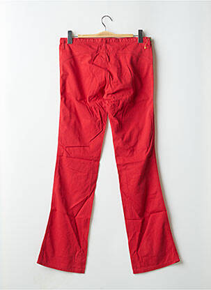 Pantalon droit fermeture zippée sous rabat boutonné taille basse rouge CIMARRON femme
