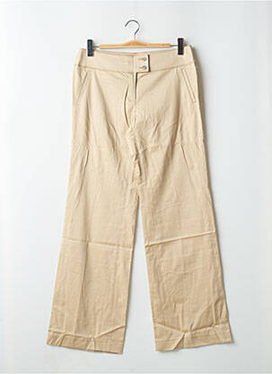 Pantalon large tissage popeline taille basse beige ESPRIT femme