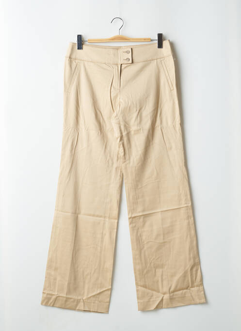 Pantalon large fermeture zippée sous rabat boutonné taille basse beige ESPRIT femme