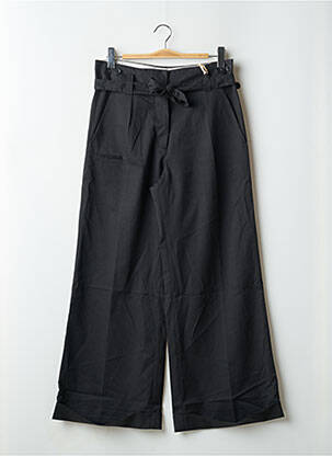 Pantalon large tissage popeline taille haute noir LTB femme