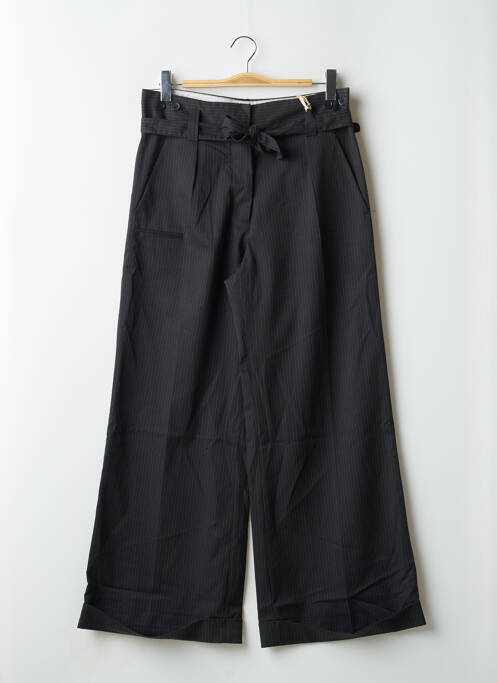 Pantalon large tissage popeline taille haute noir LTB femme