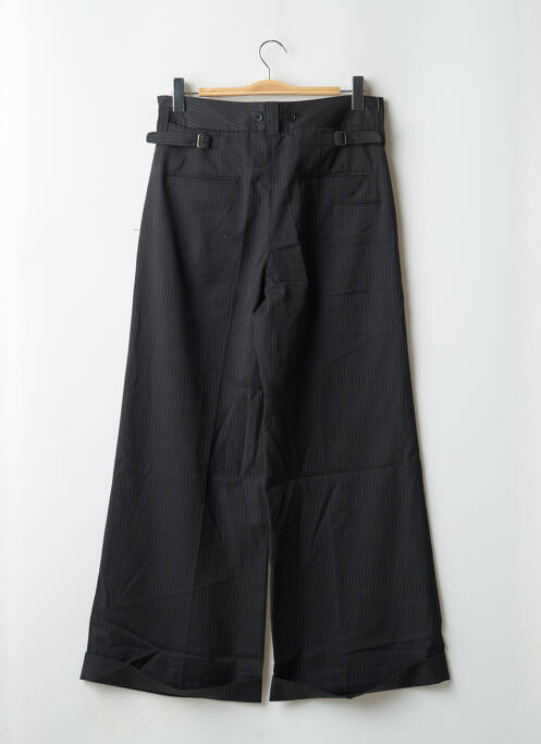 Pantalon large tissage popeline taille haute noir LTB femme