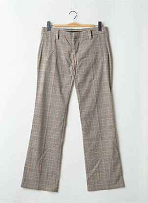Pantalon droit fermeture zippée sous rabat avec crochet taille basse marron FREEMAN T.PORTER femme