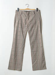 Pantalon droit fermeture zippée sous rabat avec crochet taille basse marron FREEMAN T.PORTER femme