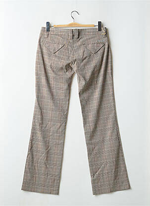 Pantalon droit fermeture zippée sous rabat avec crochet taille basse marron FREEMAN T.PORTER femme