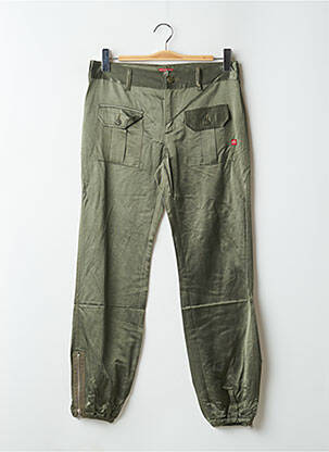 Pantalon droit fermeture zippée sous rabat boutonné taille basse vert BE YOU K femme