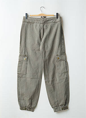 Pantalon droit fermeture zippée sous rabat boutonné gris LA BRIGADA INTERNACIONAL femme