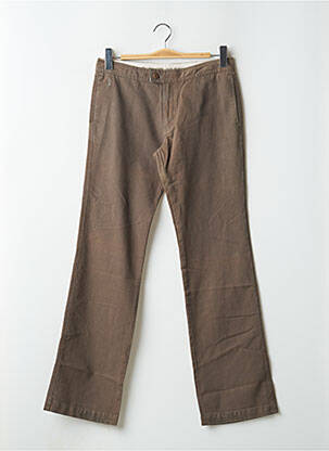 Pantalon droit fermeture zippée sous rabat boutonné marron LADY SOUL femme