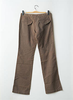 Pantalon droit fermeture zippée sous rabat boutonné marron LADY SOUL femme