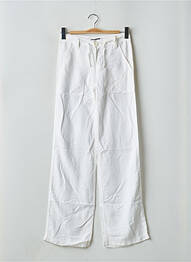 Pantalon droit tissage popeline taille basse blanc TEDDY SMITH femme