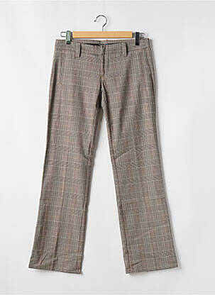 Pantalon droit fermeture zippée sous rabat avec crochet taille basse beige FREEMAN T.PORTER femme