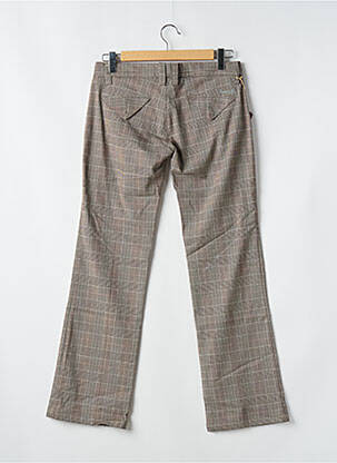 Pantalon droit fermeture zippée sous rabat avec crochet taille basse beige FREEMAN T.PORTER femme