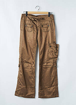 Pantalon droit fermeture zippée sous rabat boutonné taille normale marron FREEMAN T.PORTER femme