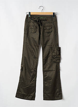 Pantalon droit fermeture zippée sous rabat boutonné taille normale vert FREEMAN T.PORTER femme