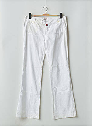 Pantalon flare fermeture zippée sous rabat avec crochet taille basse blanc BE YOU K femme