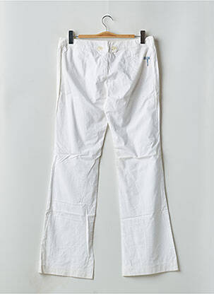 Pantalon flare fermeture zippée sous rabat avec crochet taille basse blanc BE YOU K femme