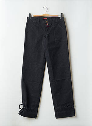 Pantalon droit fermeture zippée sous rabat boutonné taille basse noir BE YOU K femme