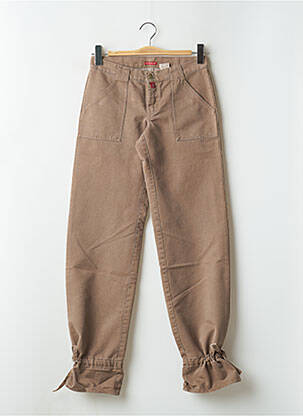 Pantalon droit fermeture zippée sous rabat boutonné taille basse beige BE YOU K femme
