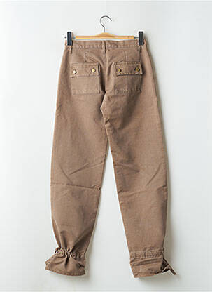 Pantalon droit fermeture zippée sous rabat boutonné taille basse beige BE YOU K femme
