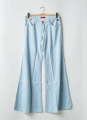 Pantalon large fermeture zippée sous rabat boutonné taille basse bleu CIMARRON femme