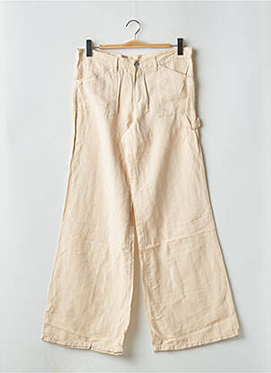 Pantalon large fermeture zippée sous rabat boutonné taille basse beige CIMARRON femme