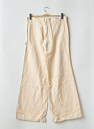 Pantalon large fermeture zippée sous rabat boutonné taille basse beige CIMARRON femme