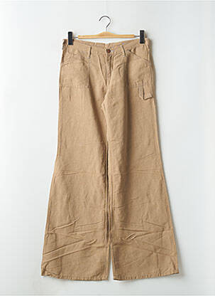 Pantalon large fermeture zippée sous rabat boutonné taille basse beige CIMARRON femme