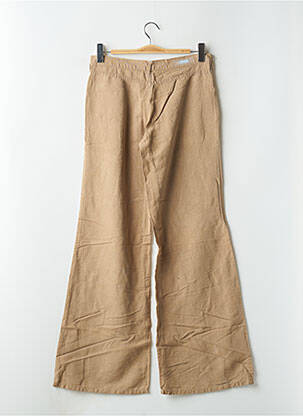 Pantalon large fermeture zippée sous rabat boutonné taille basse beige CIMARRON femme