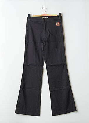 Pantalon flare fermeture zippée sous rabat avec crochet taille haute noir SCHOOL RAG femme