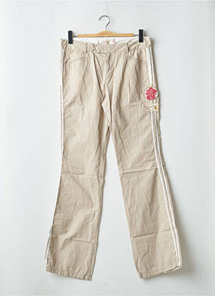 Pantalon droit tissage popeline taille basse beige SCHOOL RAG femme