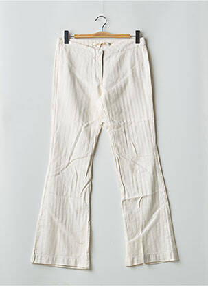 Pantalon flare fermeture zippée sous rabat avec crochet taille basse beige SCHOOL RAG femme