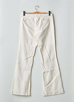 Pantalon flare fermeture zippée sous rabat avec crochet taille basse beige SCHOOL RAG femme