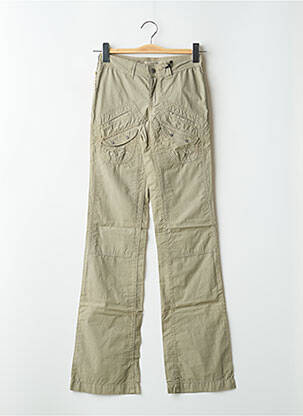 Pantalon droit tissage popeline taille basse vert SCHOOL RAG femme