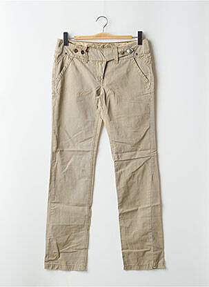 Pantalon droit tissage popeline taille normale beige DDP femme