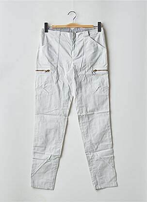 Pantalon slim tissage popeline taille normale gris LEON & HARPER femme